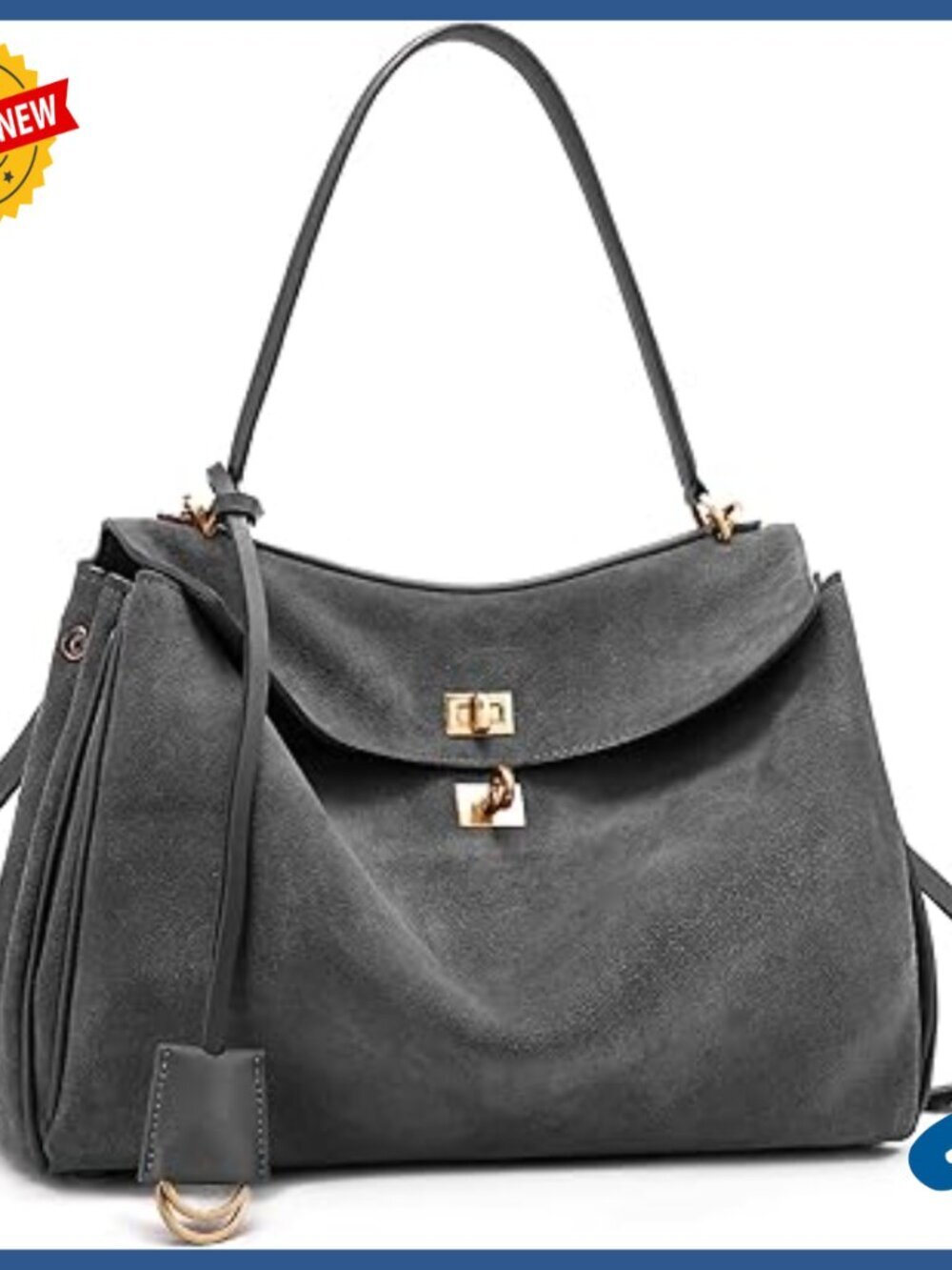 Large Leather Tote Bag with Adjustable Strap for Work & Travel
